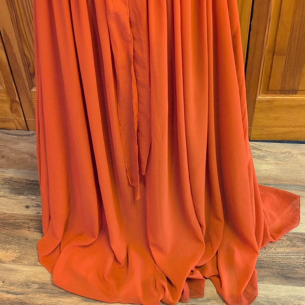 Azazie Strapless Burnt Orange Prom Bridesmaid Formal Dress Gown 14        CC132 - Picture 11 of 13